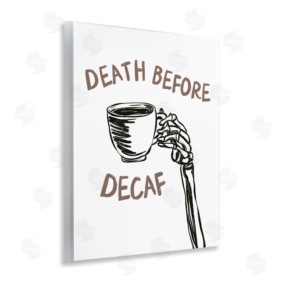 JJ Design House LLC Death Before Decaf Skeleton Canvas Wall Art Print