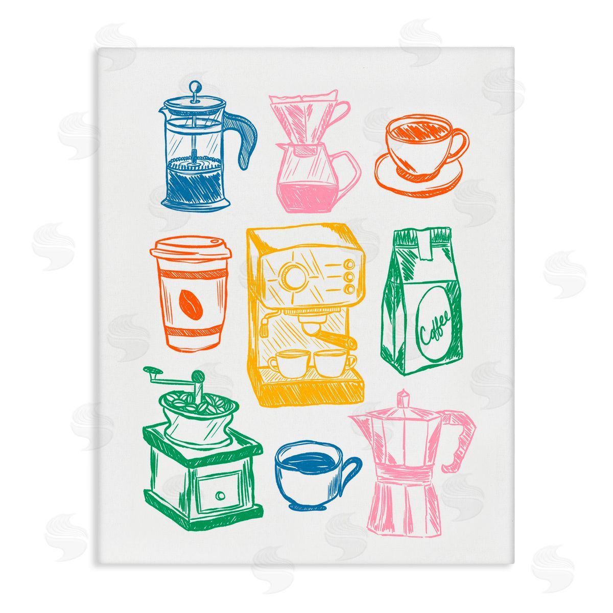 JJ Design House LLC Rainbow Coffee Icon Canvas Wall Art Print