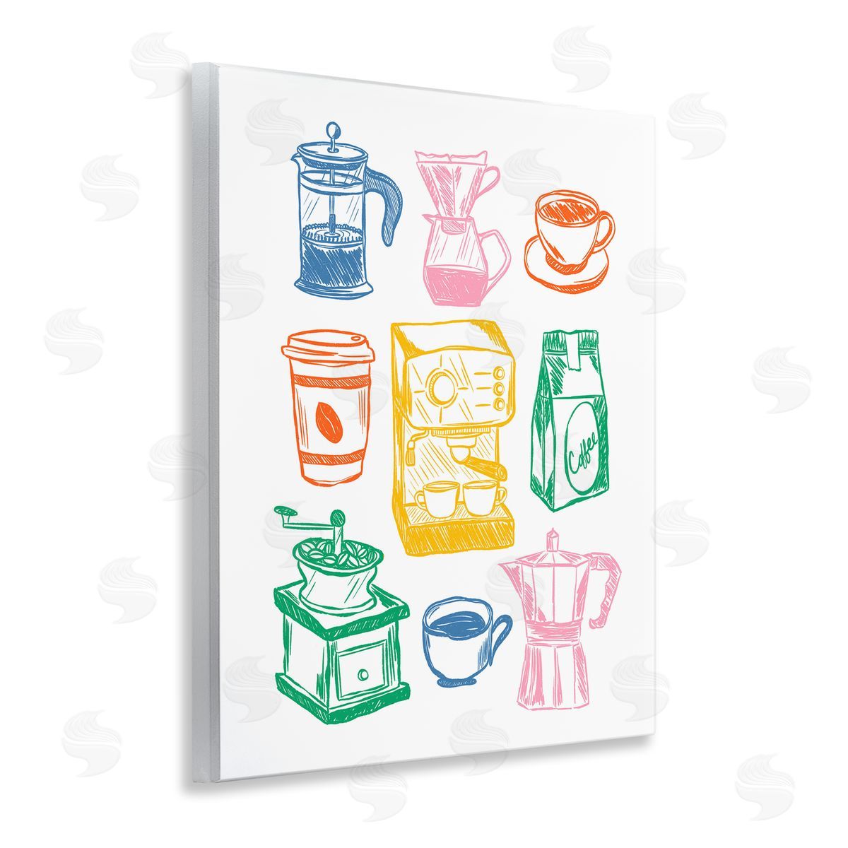 JJ Design House LLC Rainbow Coffee Icon Canvas Wall Art Print