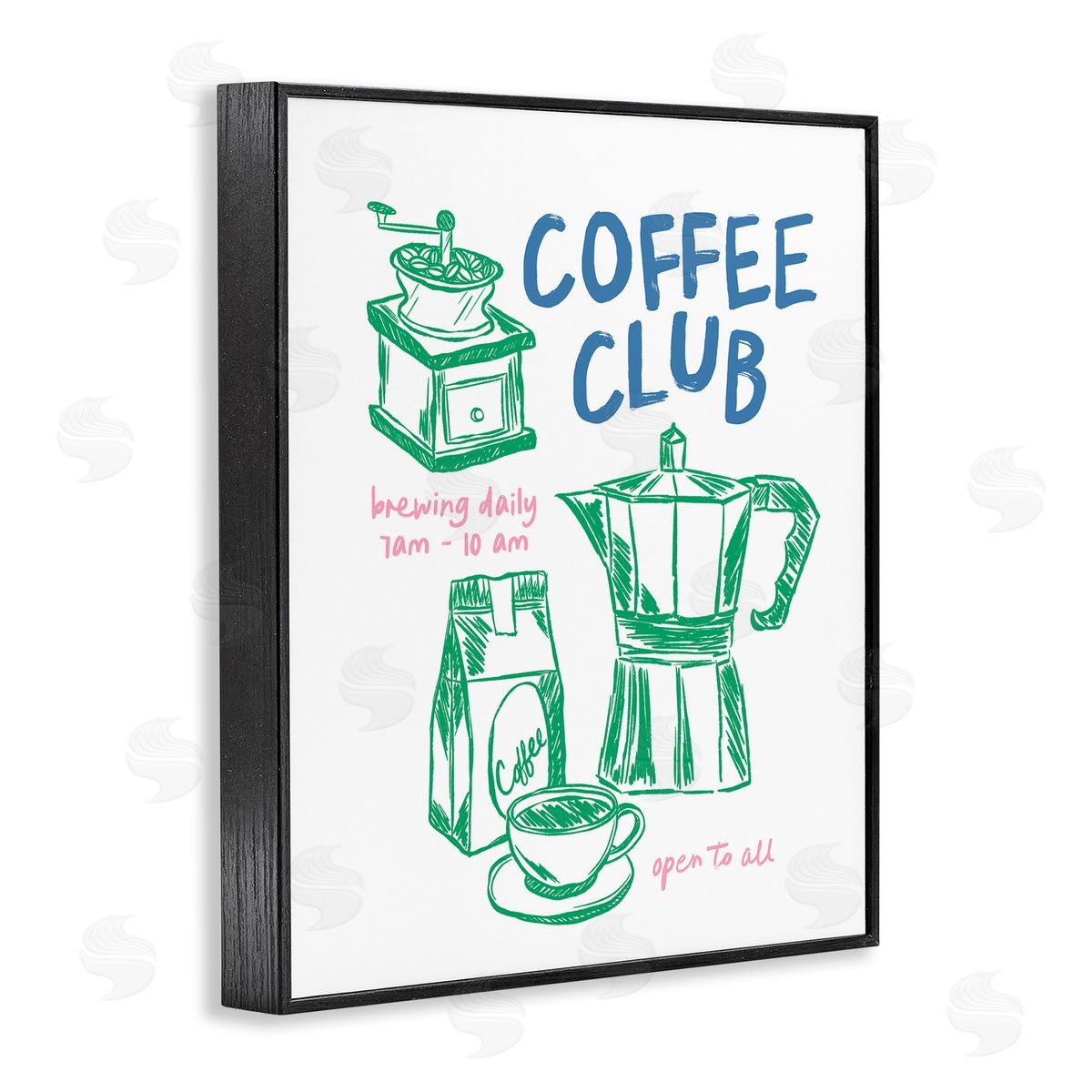 JJ Design House LLC Coffee Club Green & Blue Canvas Wall Art Print