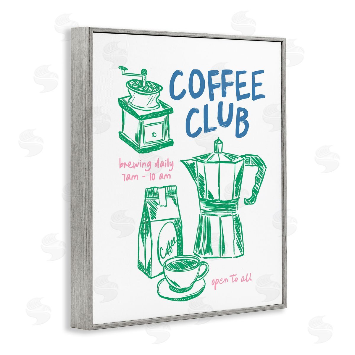 JJ Design House LLC Coffee Club Green & Blue Canvas Wall Art Print
