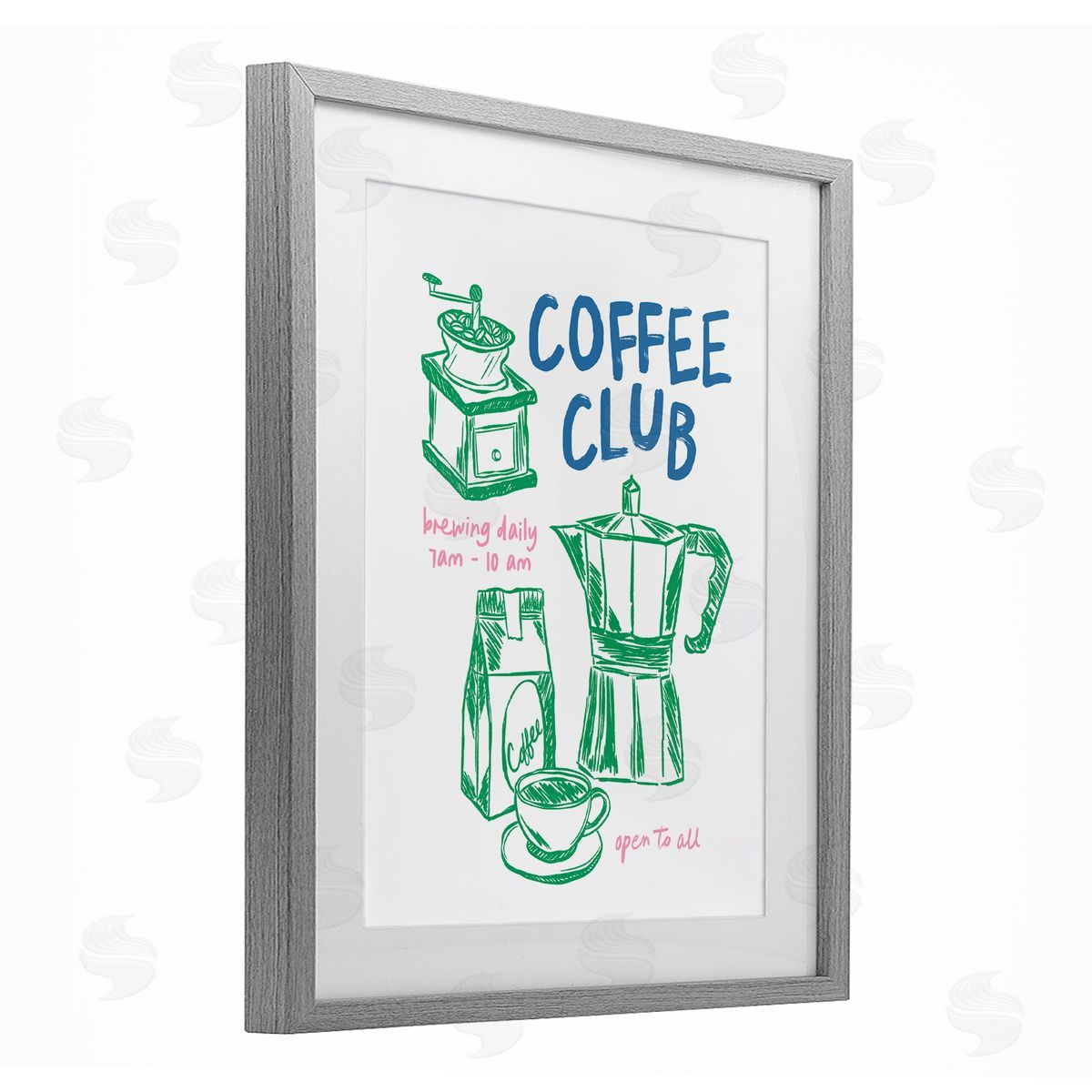 JJ Design House LLC Coffee Club Green & Blue Canvas Wall Art Print