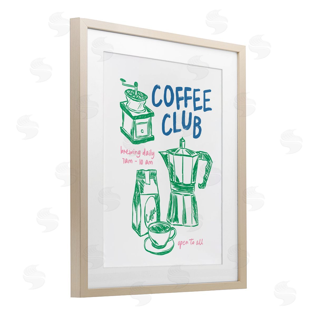 JJ Design House LLC Coffee Club Green & Blue Canvas Wall Art Print