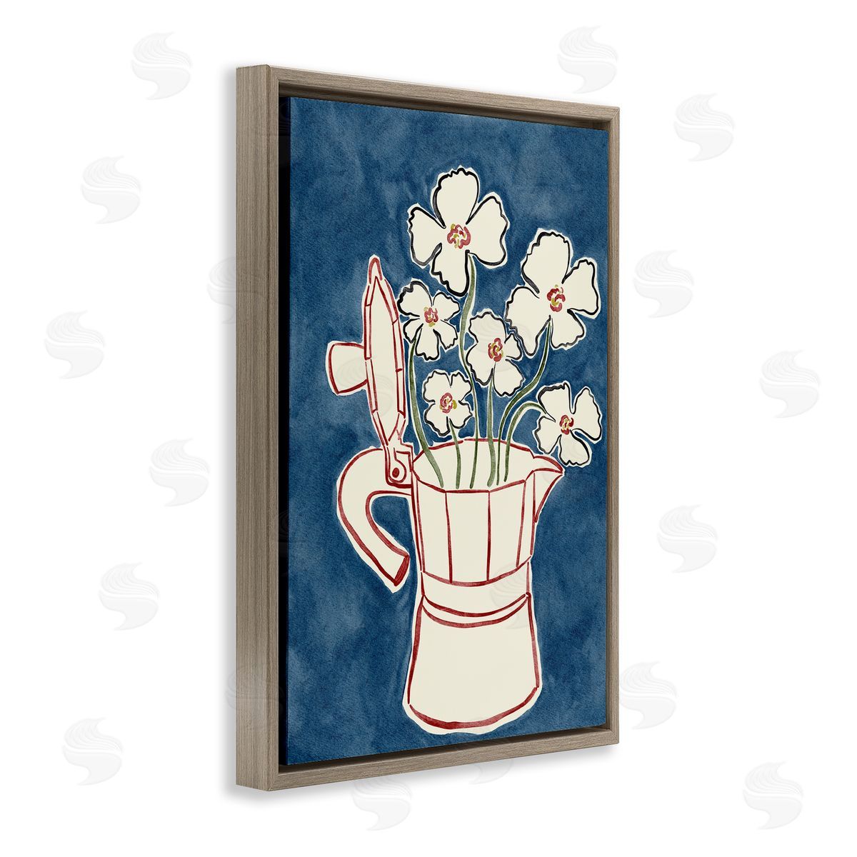 JJ Design House LLC Moka Pot Flowers Canvas Wall Art Print