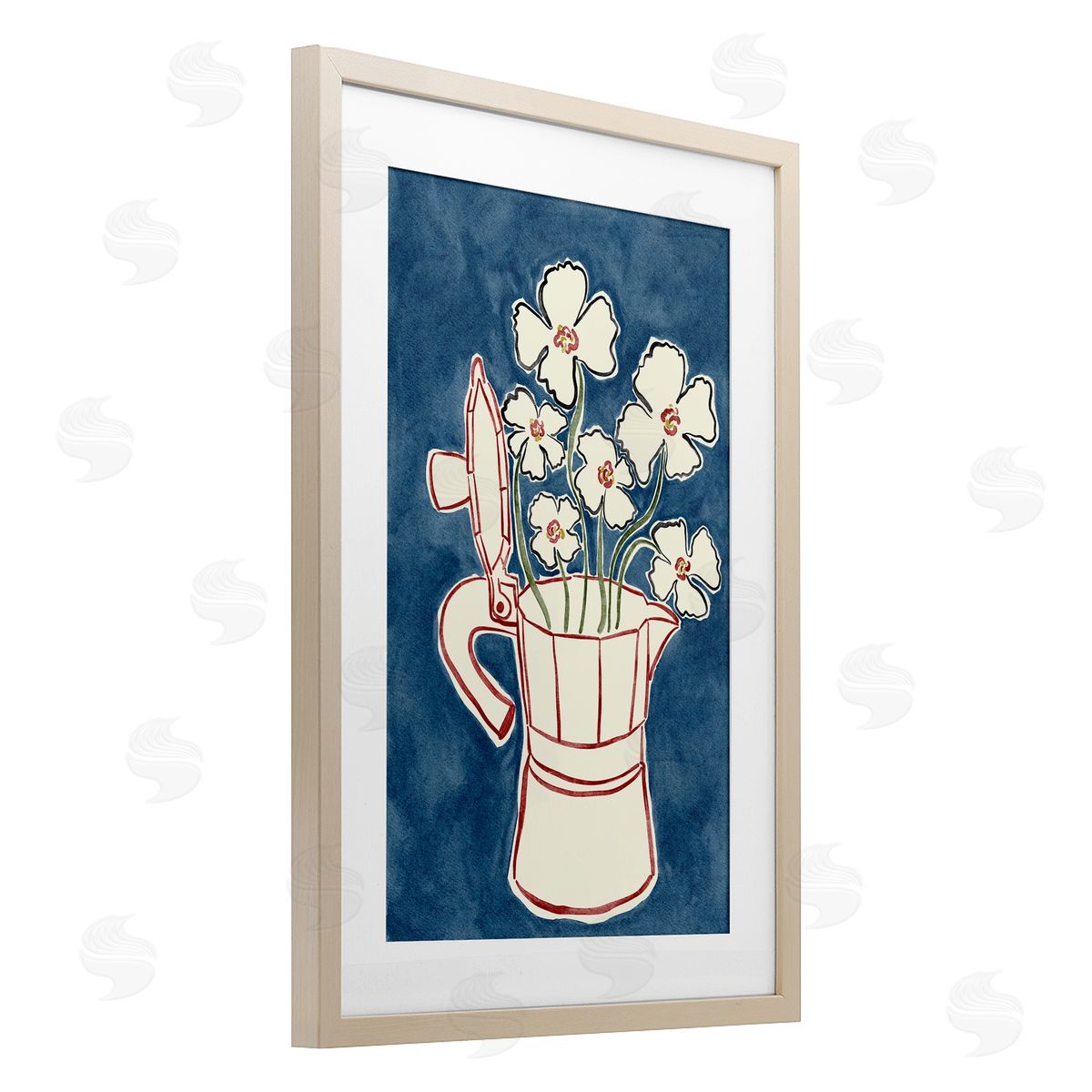 JJ Design House LLC Moka Pot Flowers Canvas Wall Art Print