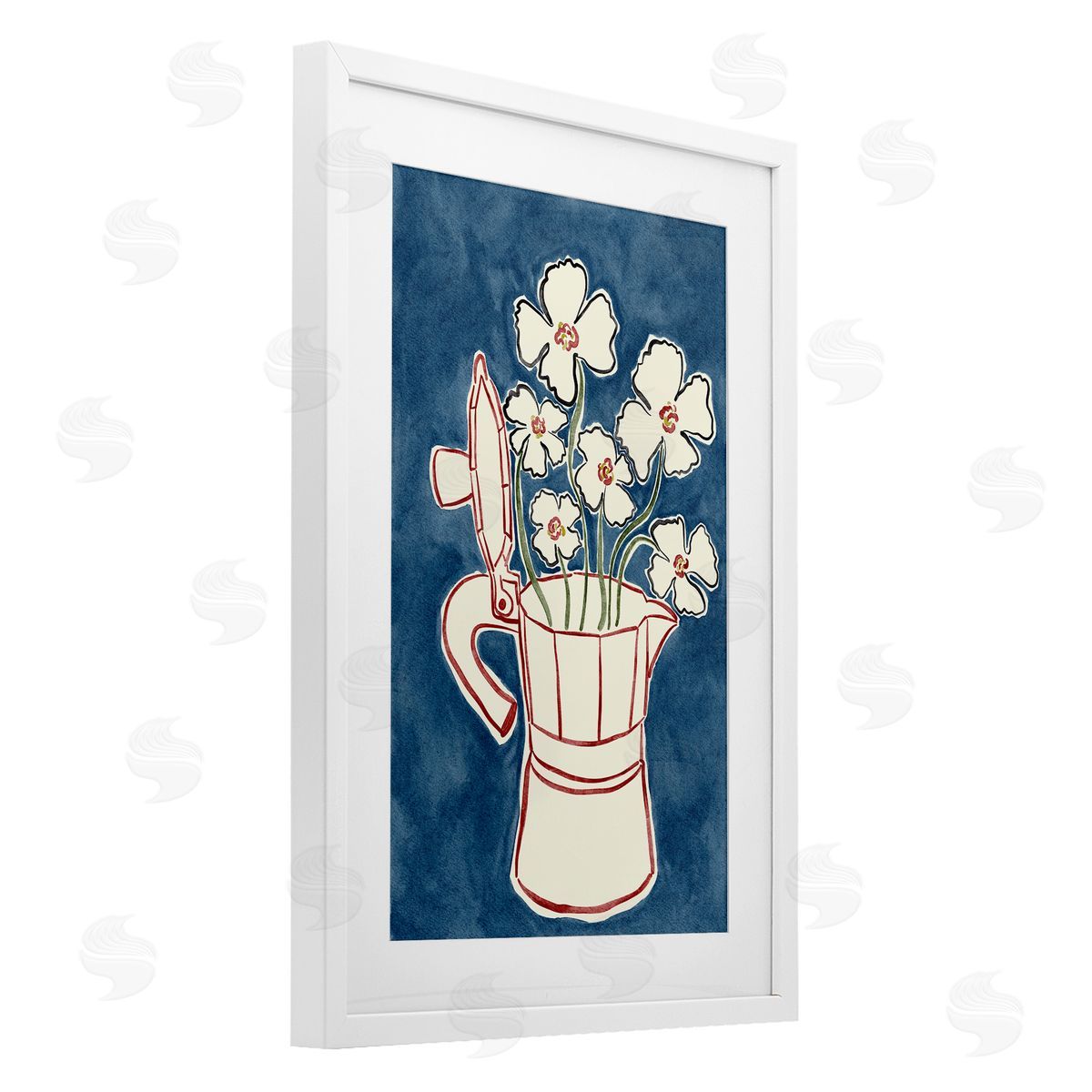 JJ Design House LLC Moka Pot Flowers Canvas Wall Art Print
