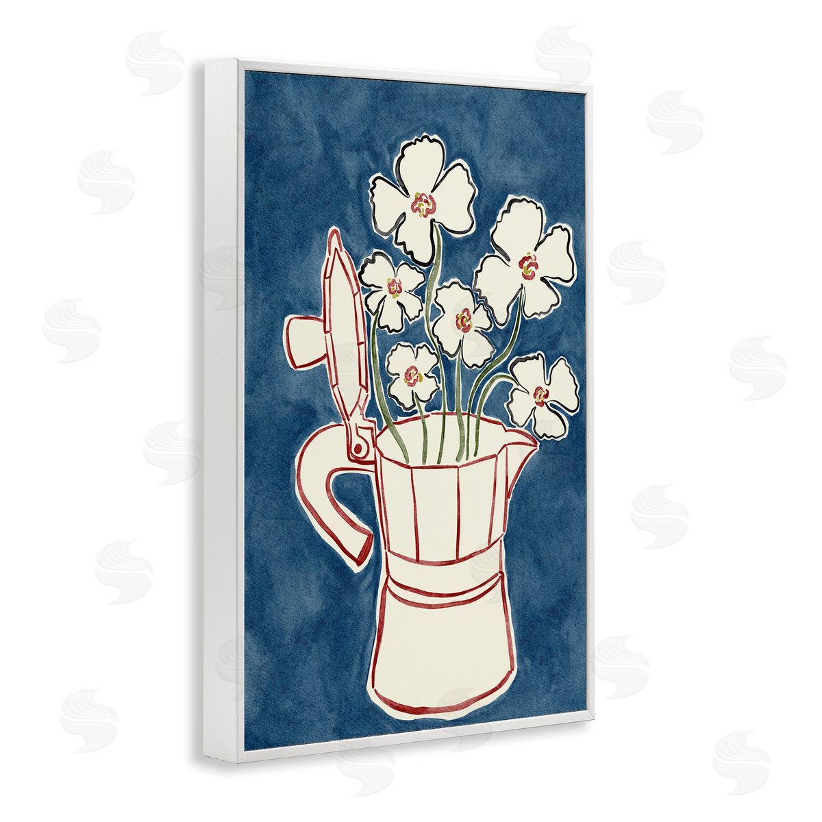 JJ Design House LLC Moka Pot Flowers Canvas Wall Art Print