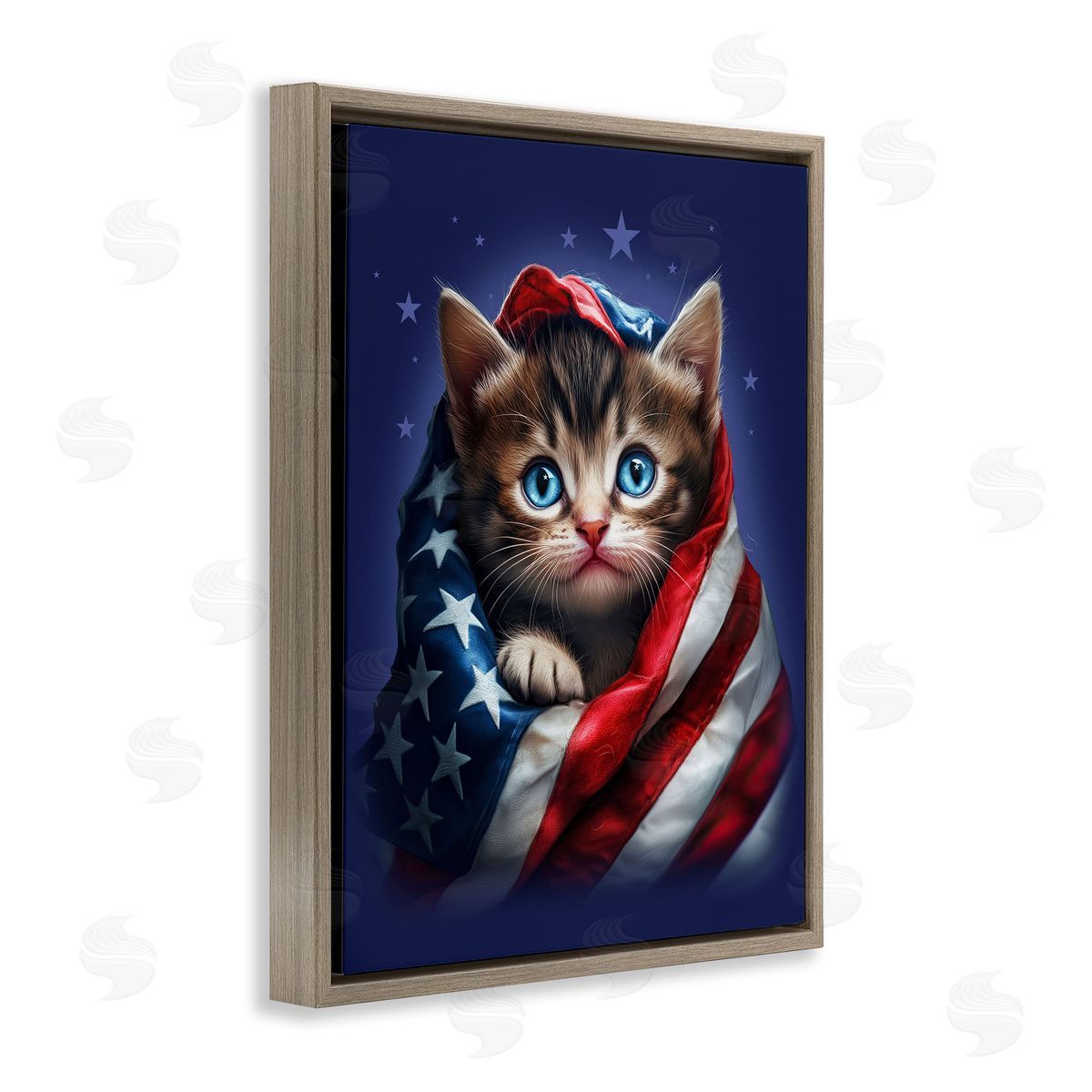 Jim Baldwin Patriotic Kitten Flag Canvas Wall Art Print