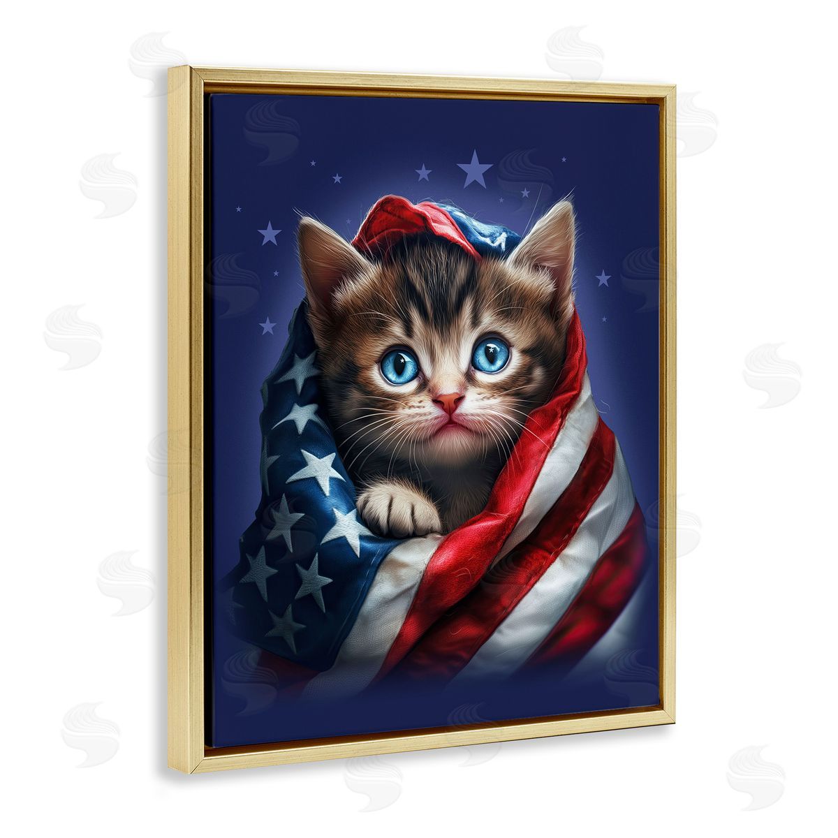 Jim Baldwin Patriotic Kitten Flag Canvas Wall Art Print