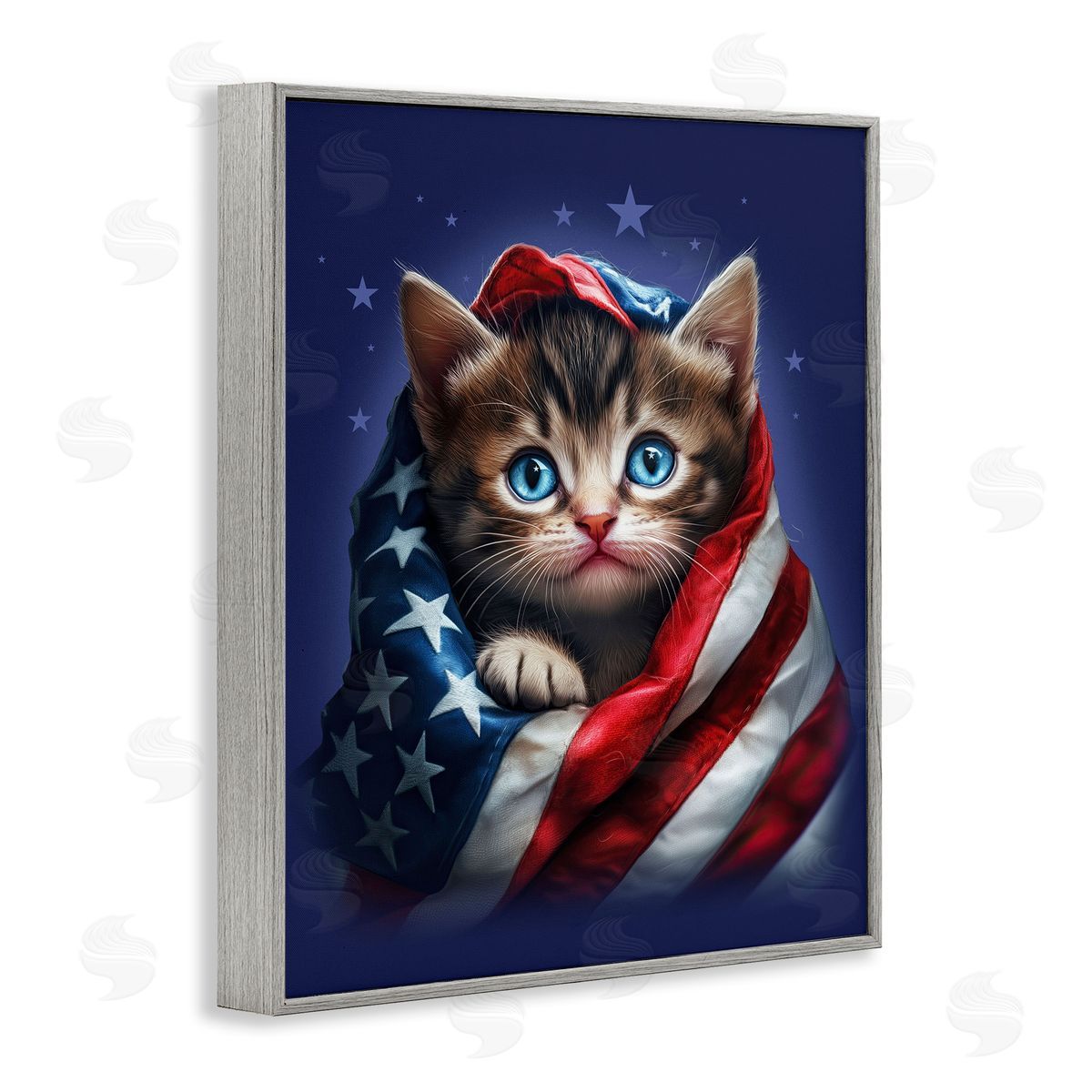 Jim Baldwin Patriotic Kitten Flag Canvas Wall Art Print