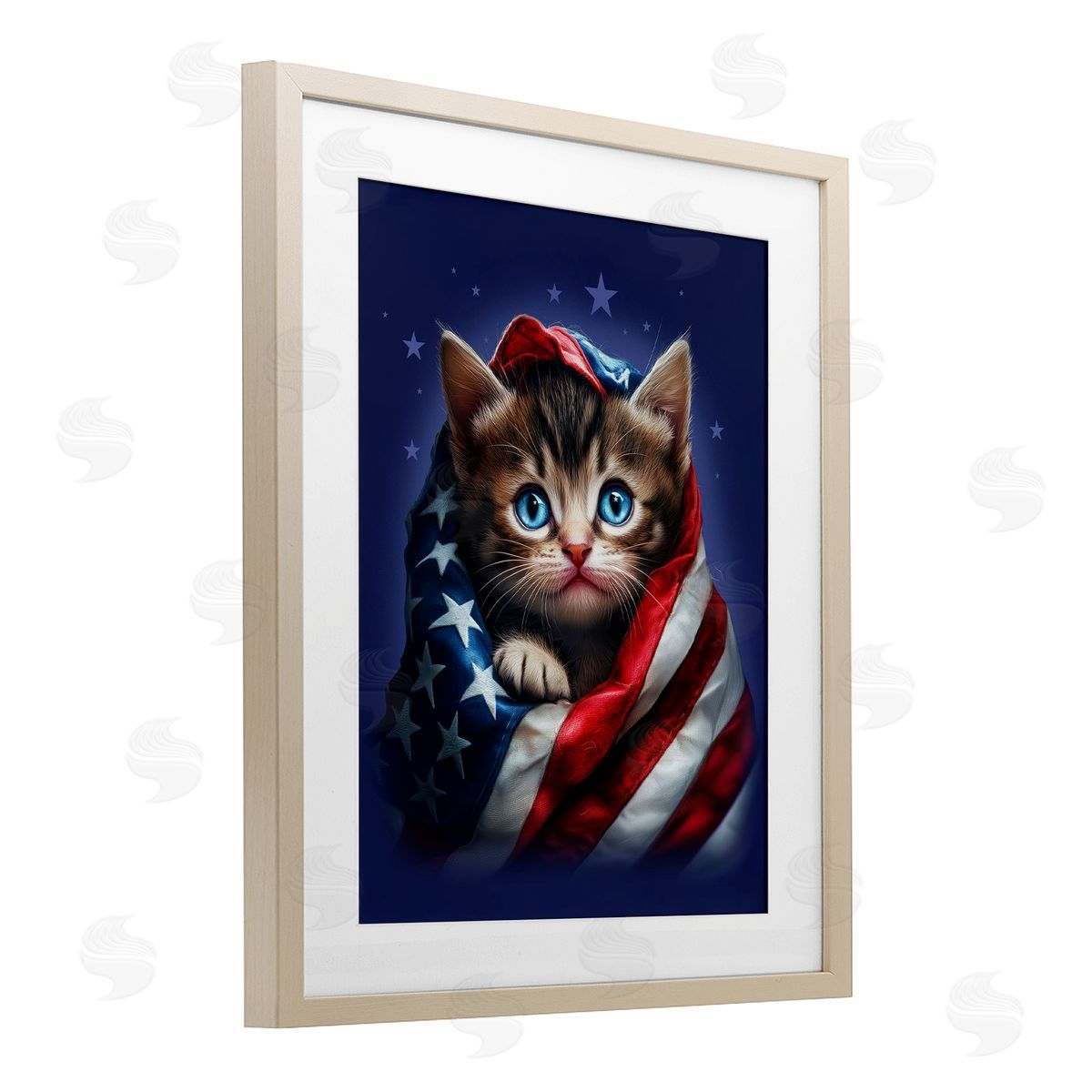 Jim Baldwin Patriotic Kitten Flag Canvas Wall Art Print