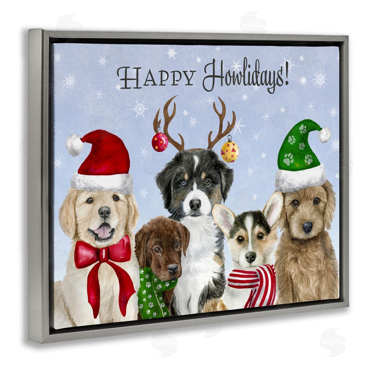 Brett Blumenthal Happy Howlidays Seasonal Puppies Canvas Wall Art Print