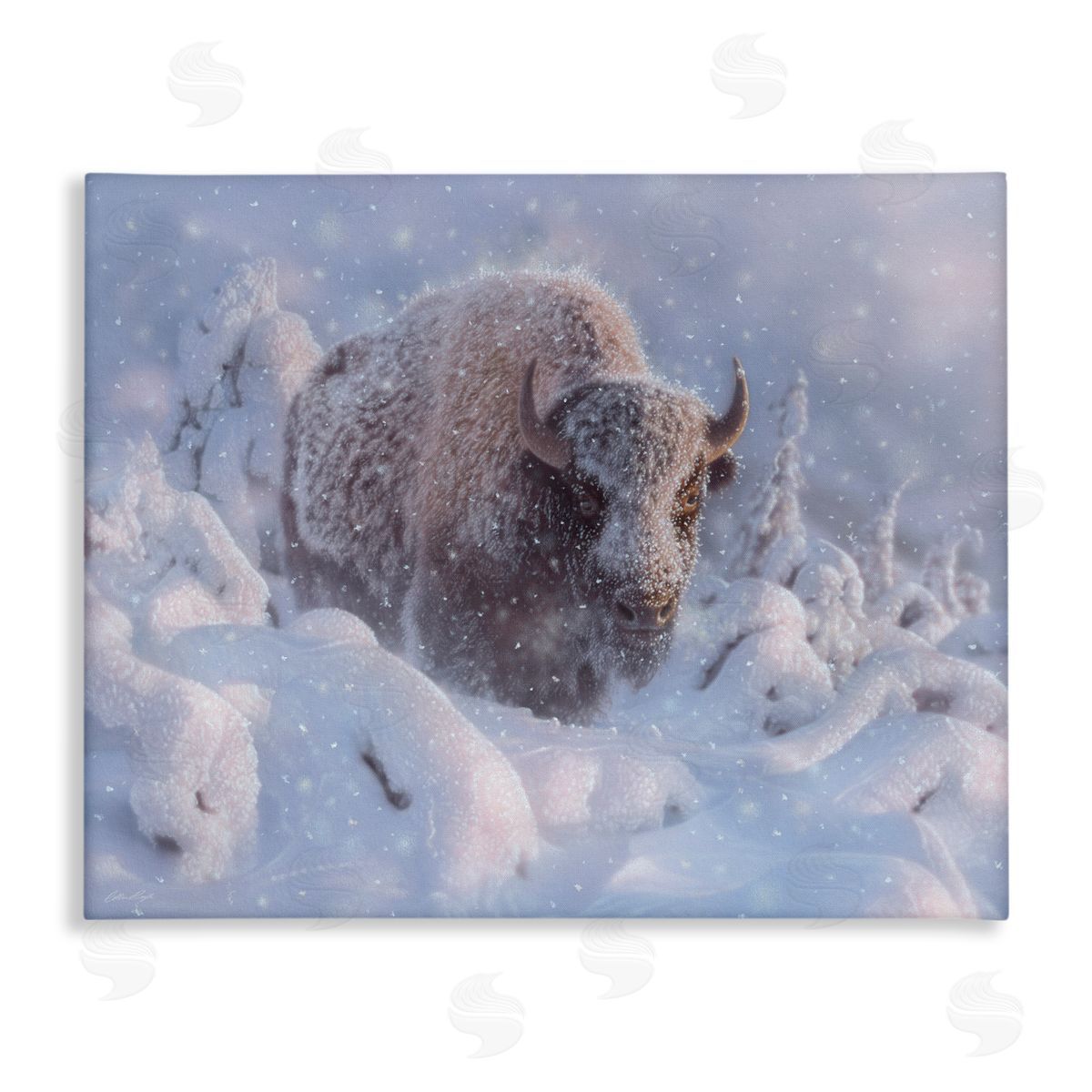 Collin Bogle Winter Bison In Deep Canvas Wall Art Print