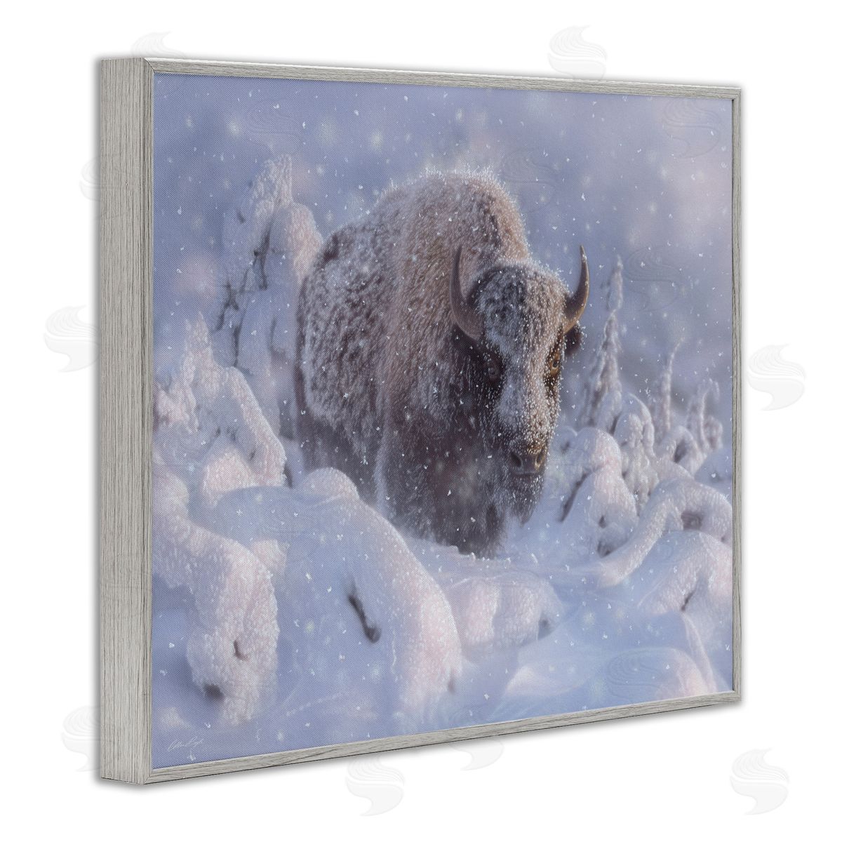 Collin Bogle Winter Bison In Deep Canvas Wall Art Print