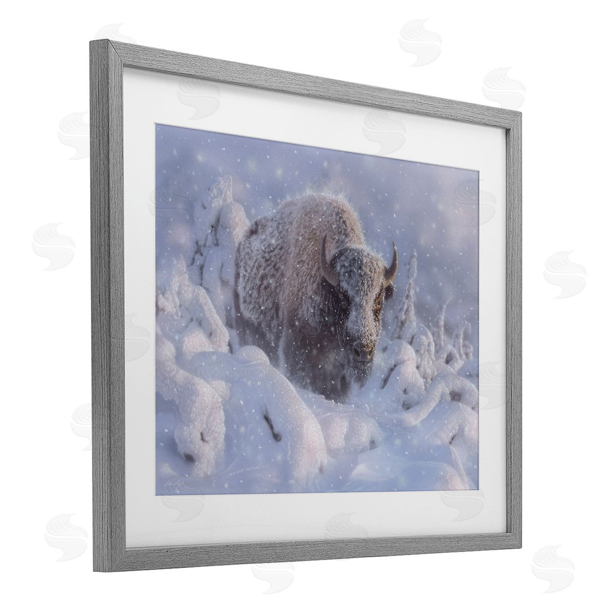 Collin Bogle Winter Bison In Deep Canvas Wall Art Print