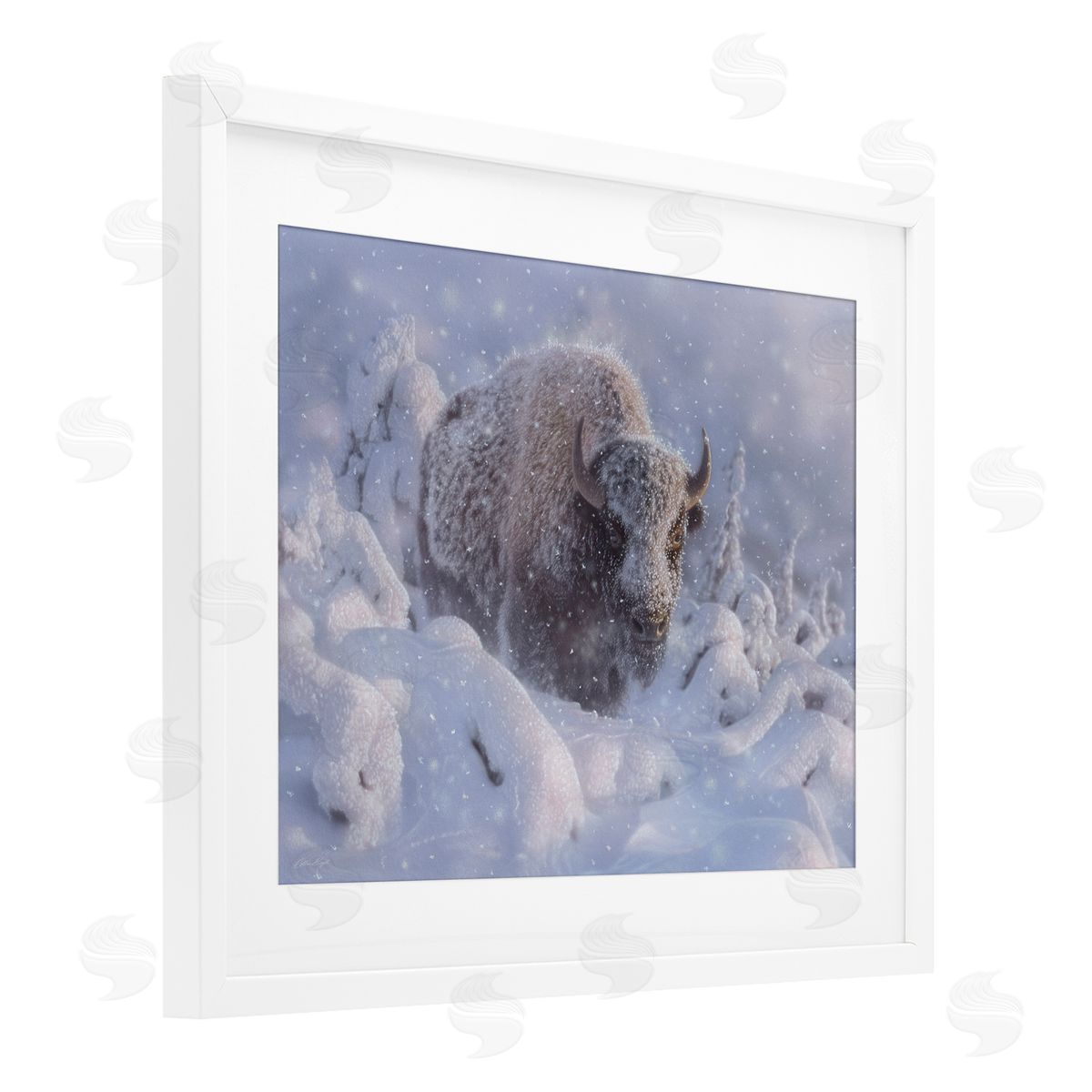 Collin Bogle Winter Bison In Deep Canvas Wall Art Print