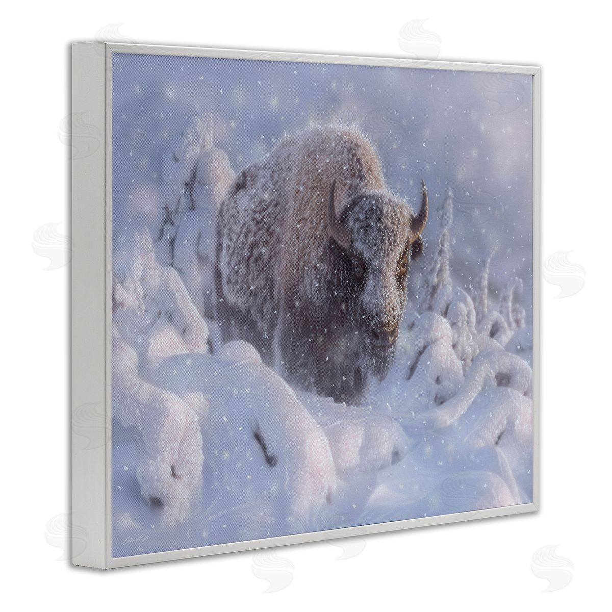 Collin Bogle Winter Bison In Deep Canvas Wall Art Print