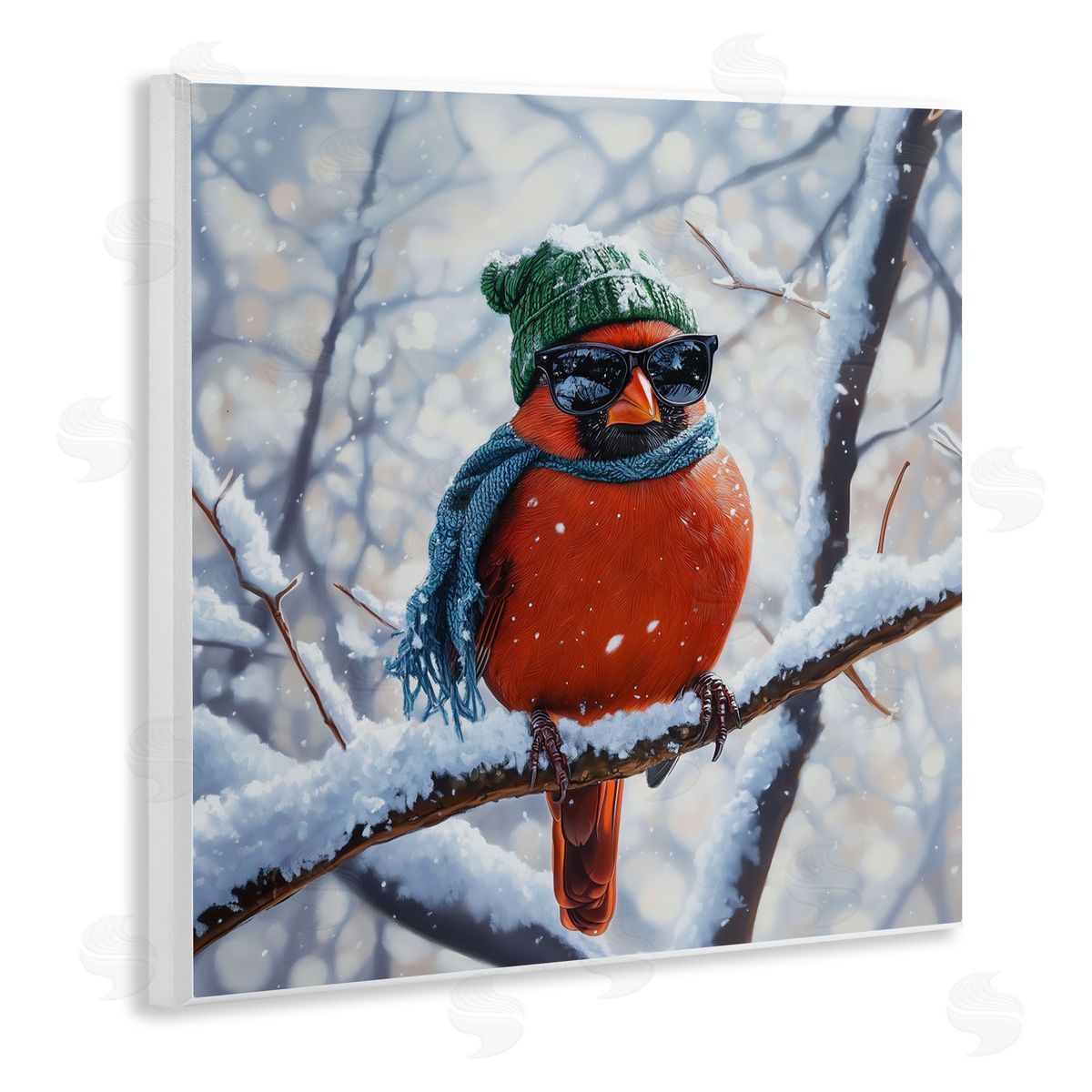 Jim Baldwin Christmas Cool Cardinal Canvas Wall Art Print