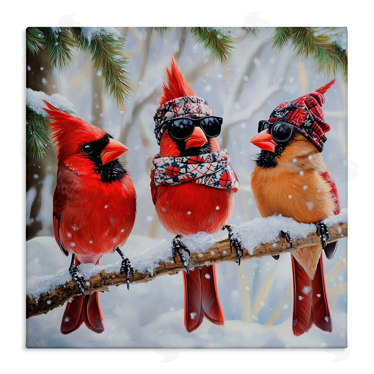 Jim Baldwin Row of Cool Cardinals Canvas Wall Art Print