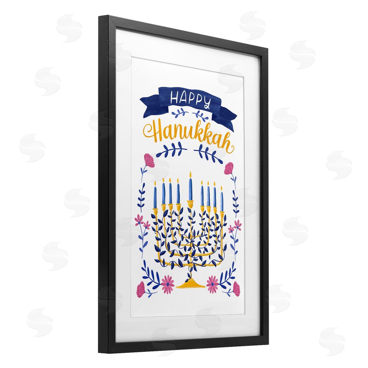JJ Design House LLC Floral Menorah Happy Hanukkah Canvas Wall Art Print