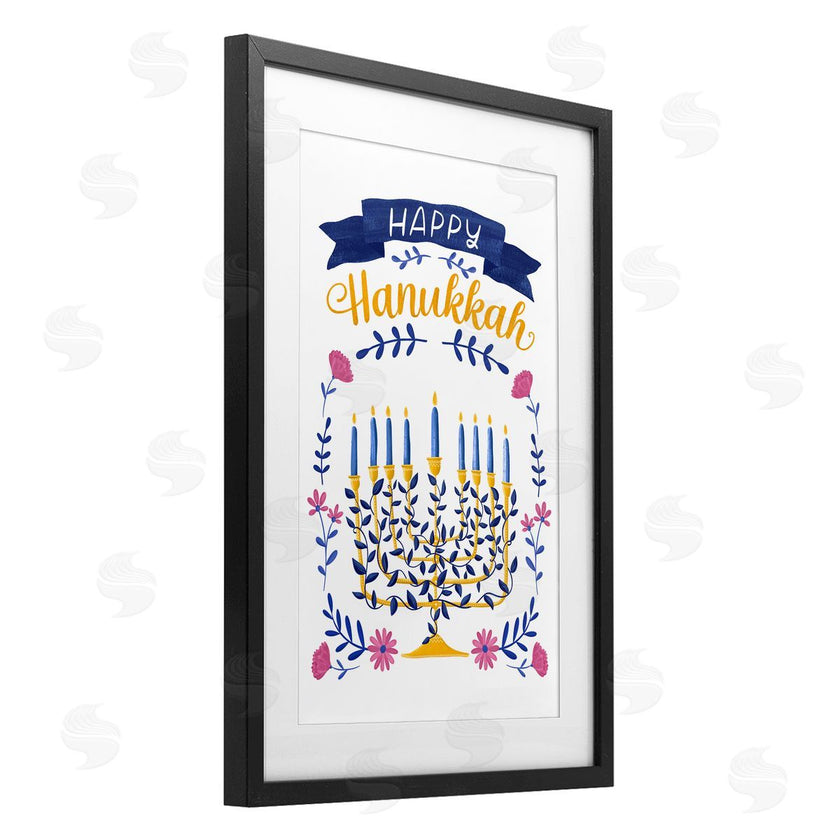 JJ Design House LLC | Floral Menorah Happy Hanukkah