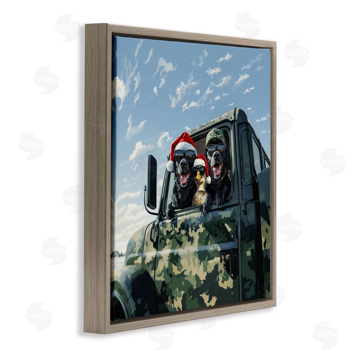 Jim Baldwin Santa Dogs & Duck Canvas Wall Art Print