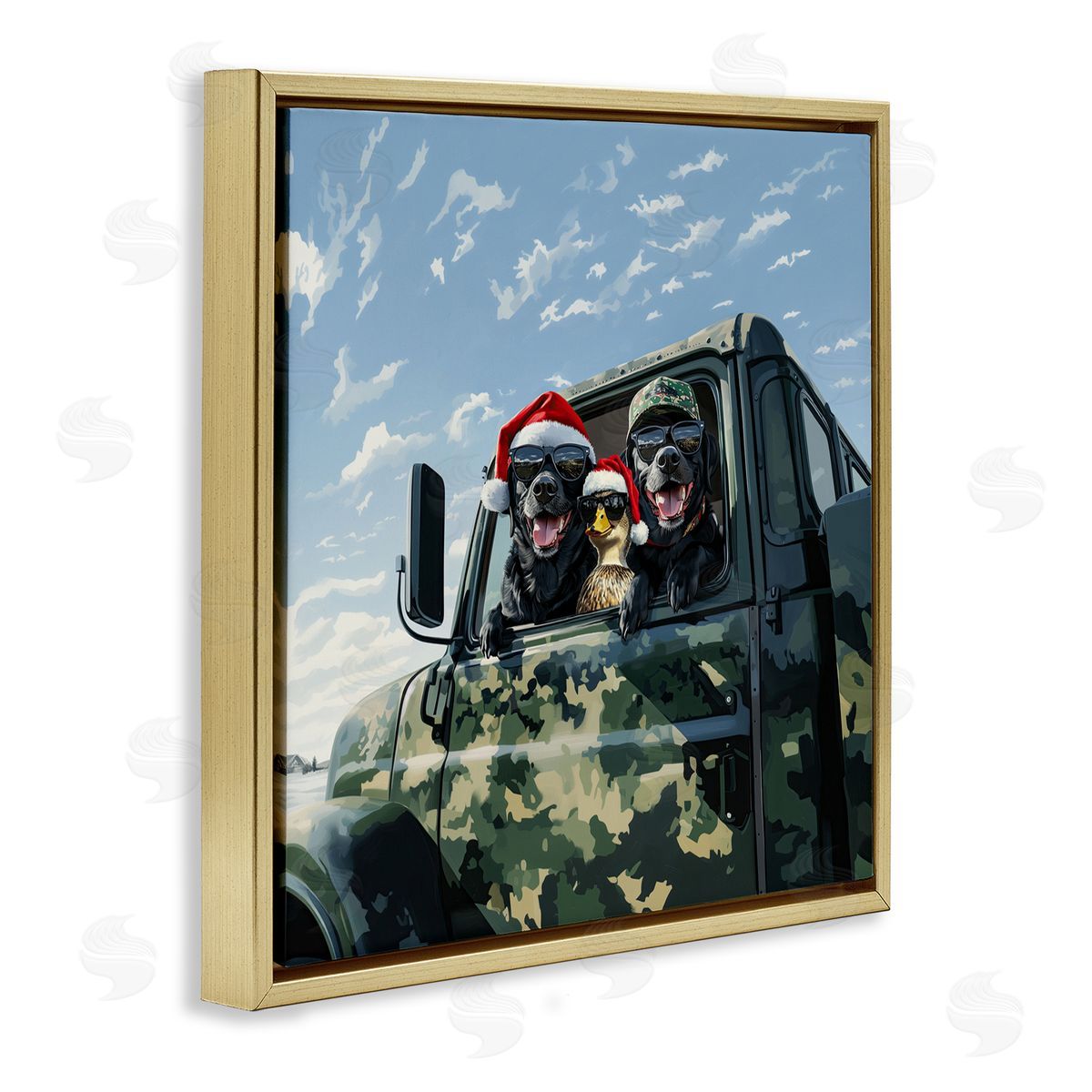 Jim Baldwin Santa Dogs & Duck Canvas Wall Art Print