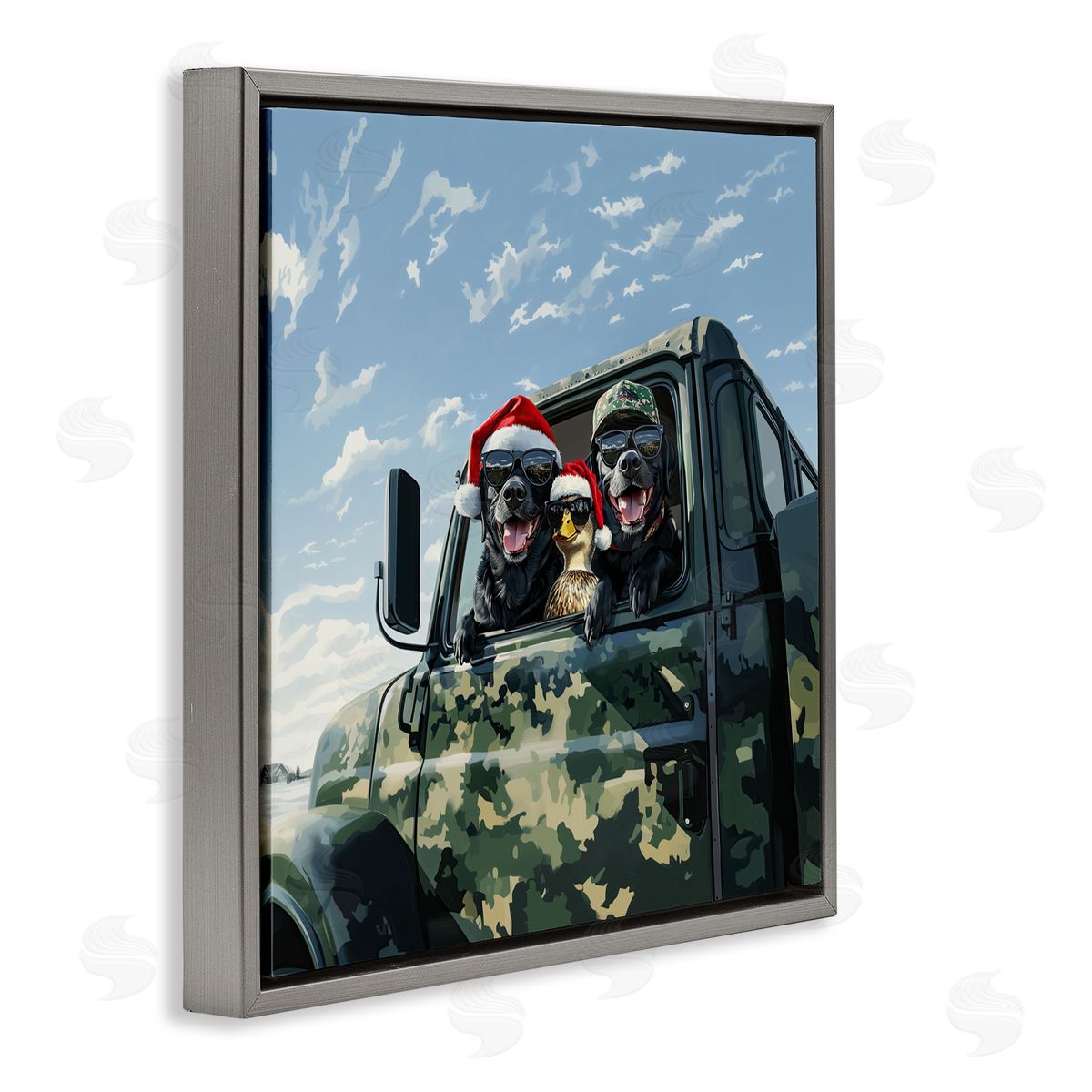 Jim Baldwin Santa Dogs & Duck Canvas Wall Art Print