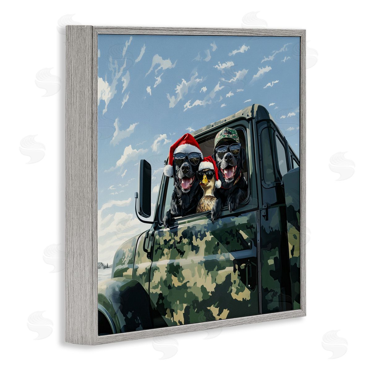 Jim Baldwin Santa Dogs & Duck Canvas Wall Art Print
