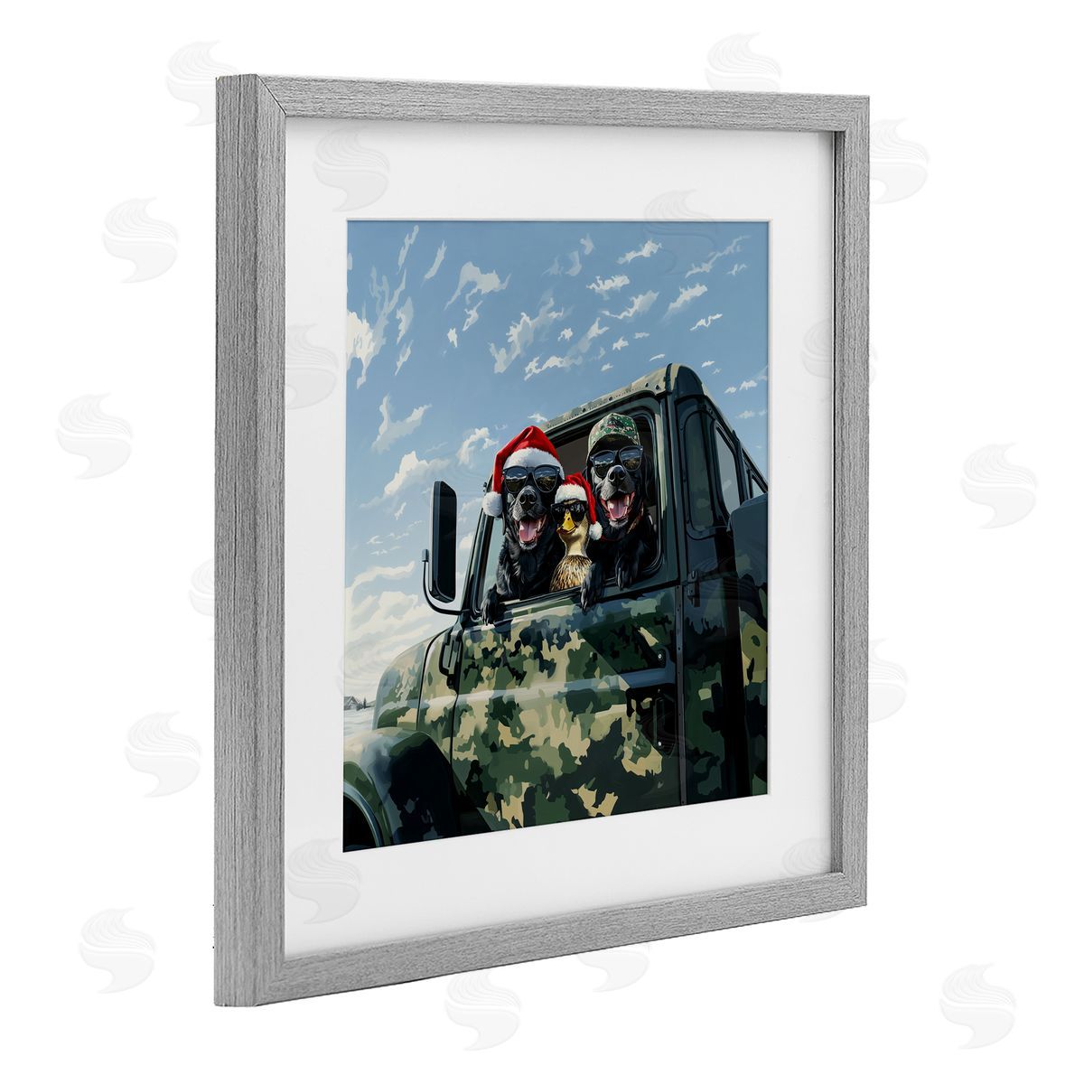 Jim Baldwin Santa Dogs & Duck Canvas Wall Art Print