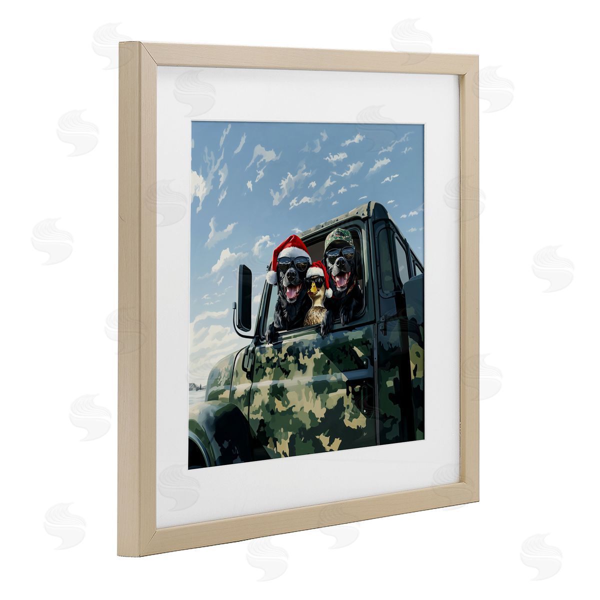 Jim Baldwin Santa Dogs & Duck Canvas Wall Art Print