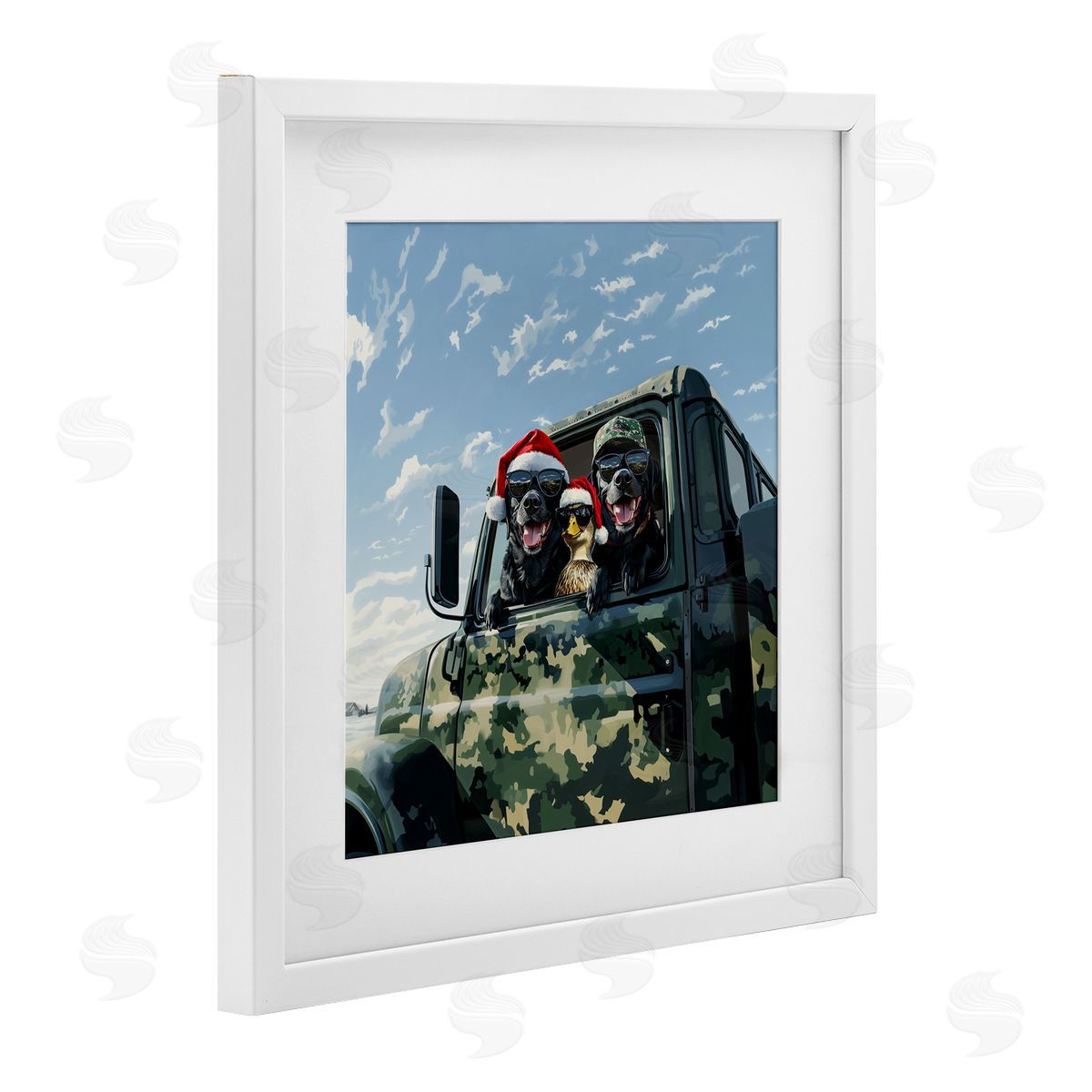 Jim Baldwin Santa Dogs & Duck Canvas Wall Art Print