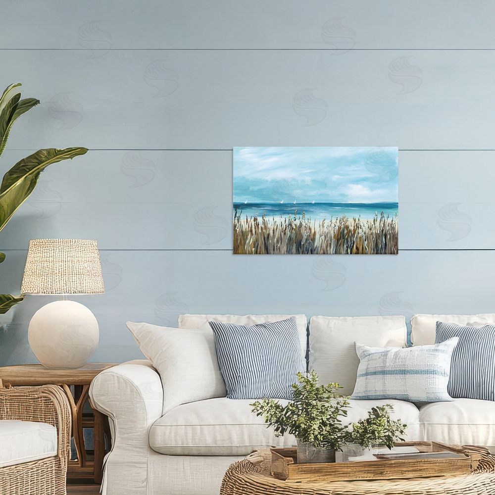 Georgie Harrison Sea Grasses & Distant Boats Printed Wall Art in Room
