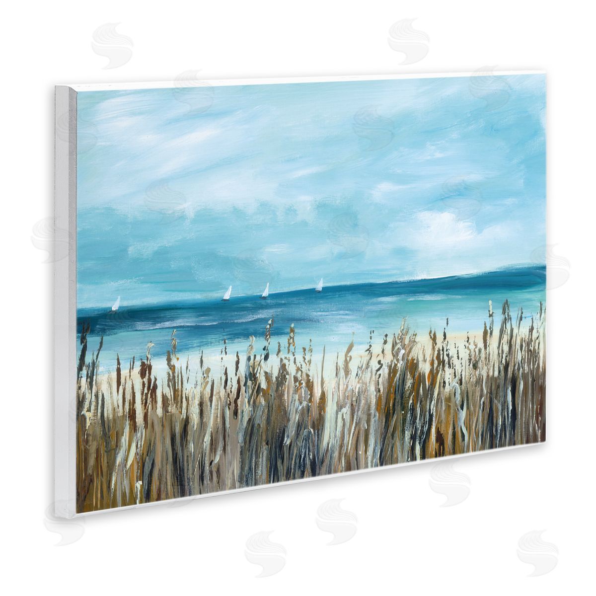 Georgie Harrison Sea Grasses & Distant Boats Wall Plaque Art Print