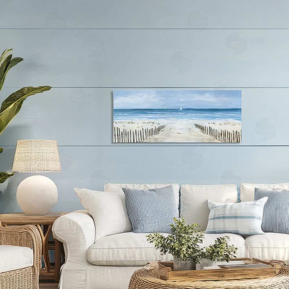 Georgie Harrison Single Sailboat & Beach Fence Printed Wall Art in Room