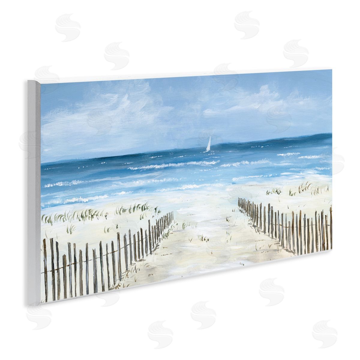 Georgie Harrison Single Sailboat & Beach Fence Wall Plaque Art Print