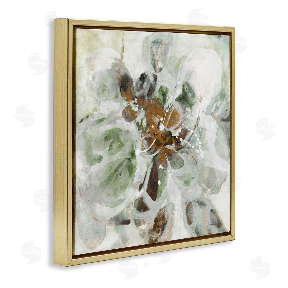 Liz Jardine Brown & Beige Movement Gold Floating Frame Canvas Art Print