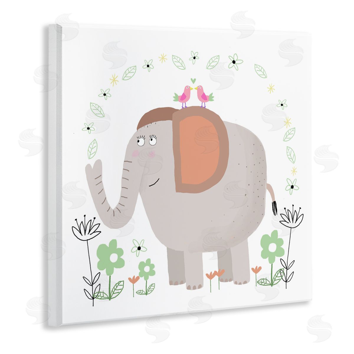 Carla Daly Floral Baby Elephant Illustration Wall Plaque Art Print
