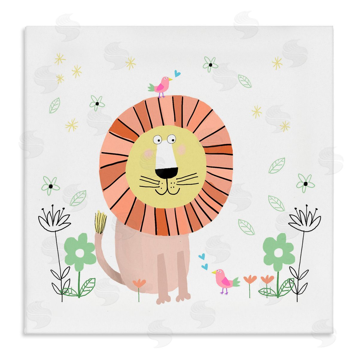 Carla Daly Floral Baby Lion Illustration Canvas Wall Art Print