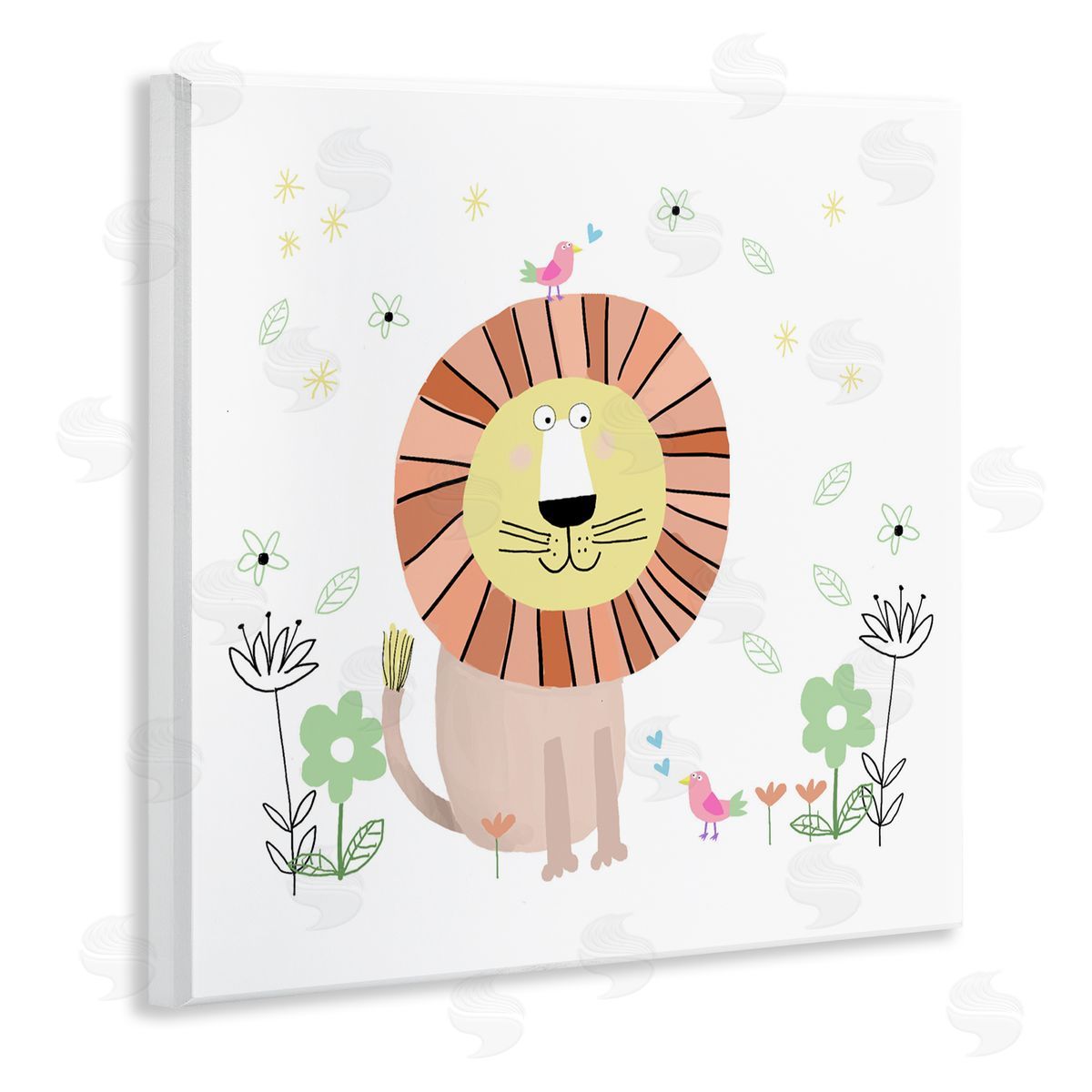 Carla Daly Floral Baby Lion Illustration Wall Plaque Art Print