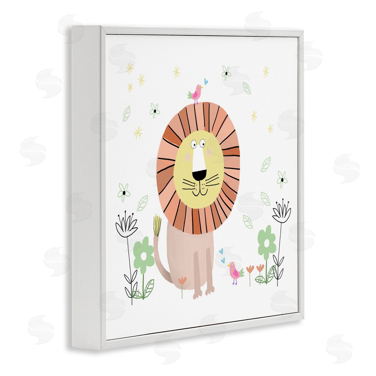 Carla Daly Floral Baby Lion Illustration White Frame Giclee Art Print