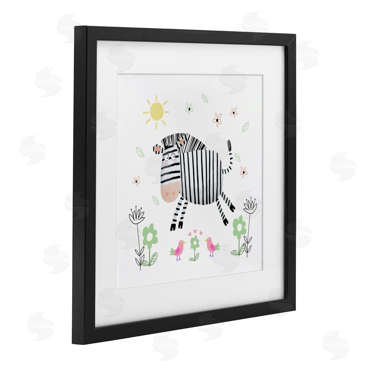 Carla Daly Floral Baby Zebra Illustration Black Framed Print Under Glass Art
