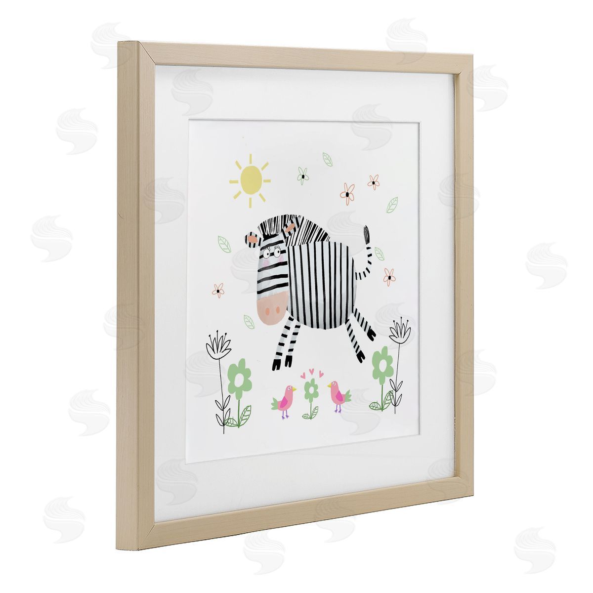 Carla Daly Floral Baby Zebra Illustration Birch Framed Print Under Glass Art