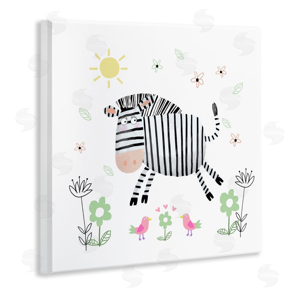 Carla Daly Floral Baby Zebra Illustration Wall Plaque Art Print