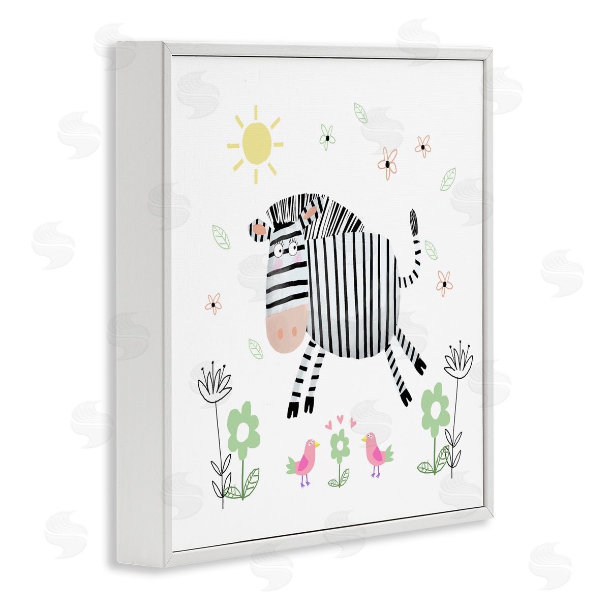 Carla Daly Floral Baby Zebra Illustration White Frame Giclee Art Print