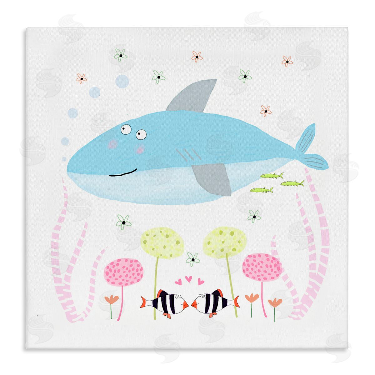 Carla Daly Baby Shark & Flowers Canvas Wall Art Print