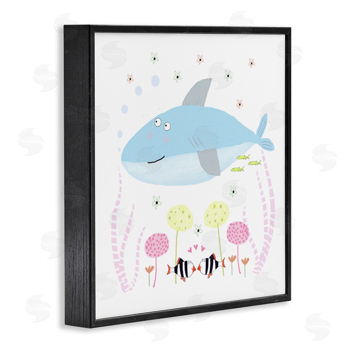 Carla Daly Baby Shark & Flowers Black Framed Giclee Art Print