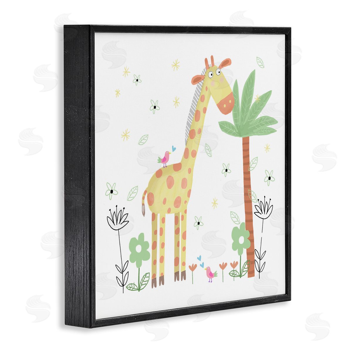 Carla Daly Floral Baby Giraffe Illustration Black Framed Giclee Art Print