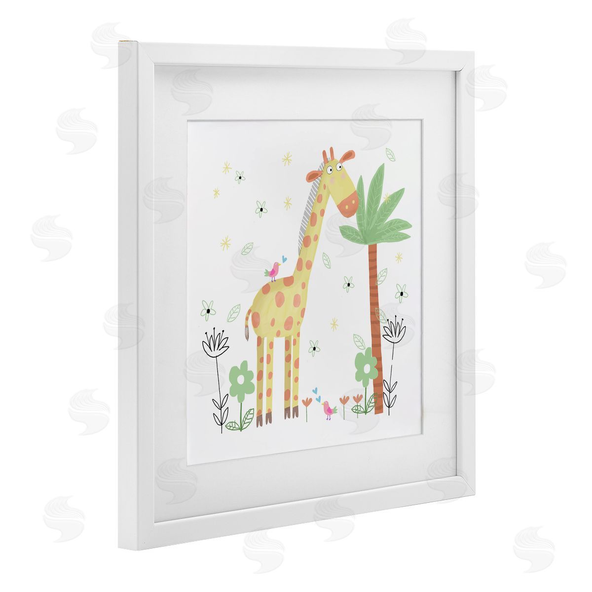 Carla Daly Floral Baby Giraffe Illustration White Framed Print Under Glass Art