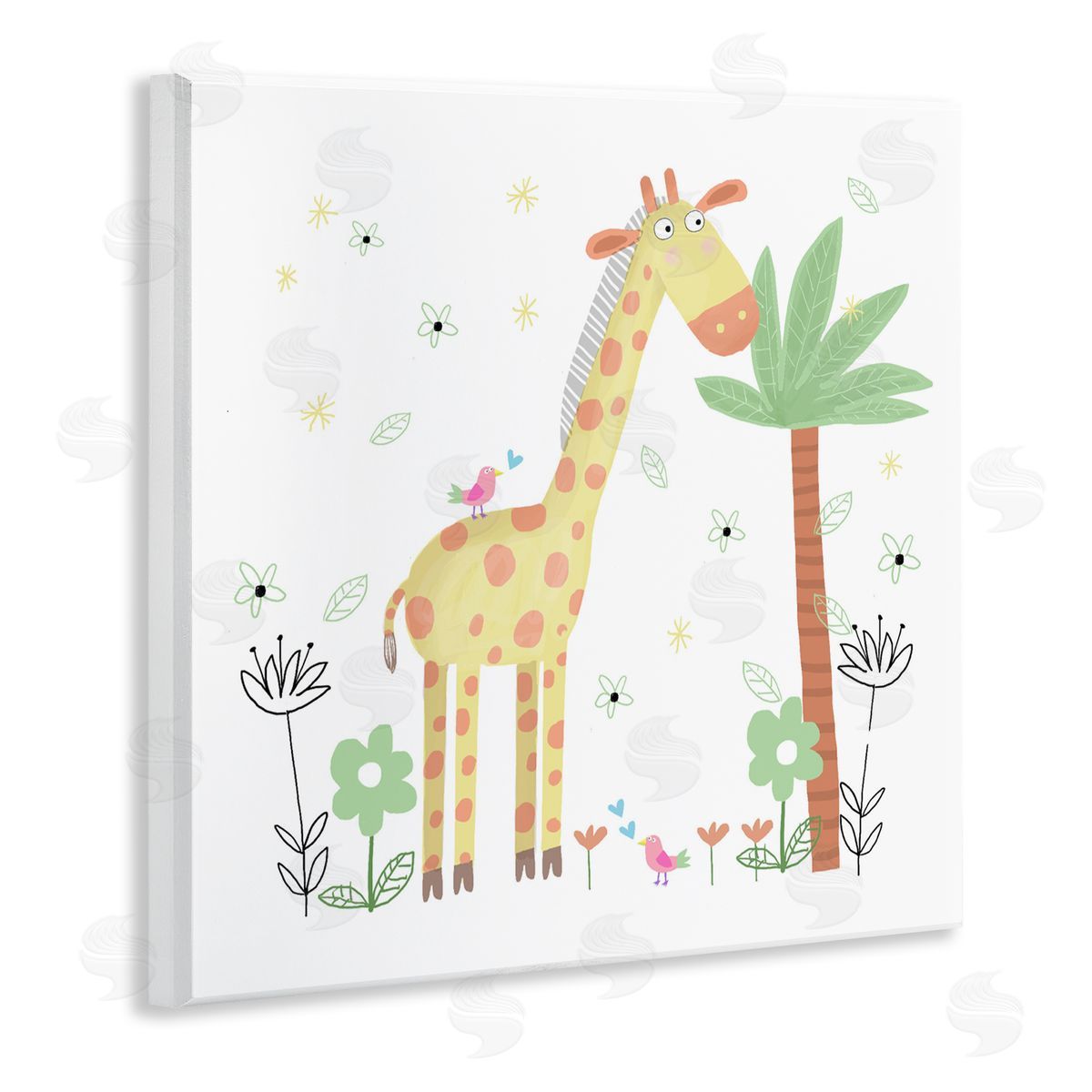 Carla Daly Floral Baby Giraffe Illustration Wall Plaque Art Print